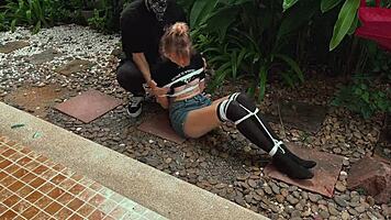 How should I punish her? By tickling those sexy bound feet?