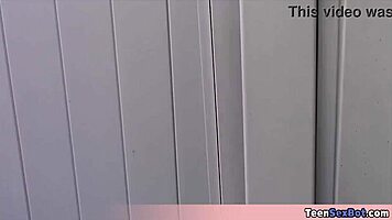 Cute petite teen sells cookies and her tight pussy, business is booming today