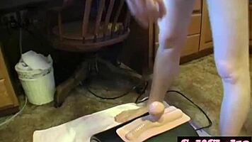 Cock Tugging Teen Rides Sybian, Teasing And Undressing