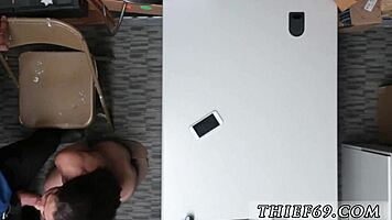 Police girl proves items on suspect in office hardcore