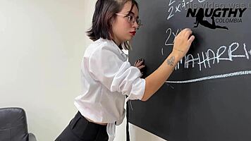 rebellious latina student teases with petite 18+ body before class