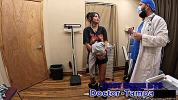dr tampa checks out zombae's petite frame in her first gyno exam