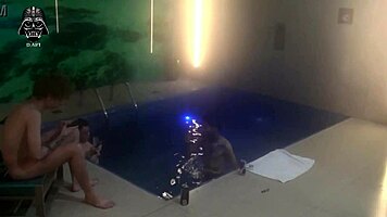 hey, join us for a wild threesome with friends at the motel pool