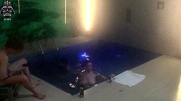 hey, join us for a wild threesome with friends at the motel pool