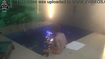 hey, join us for a wild threesome with friends at the motel pool