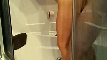 Would you like to spy on girl taking a shower and having a hard fuck