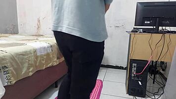 Lonely wife seduces net technician for fun