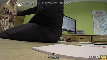 loan4k negotiating with the naked lingerie store owner for sex, blowjob, and licking her big tits