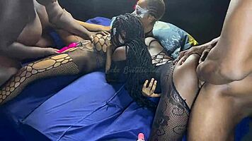 whoa! monster cock dominates three african teen 18+ lesbians