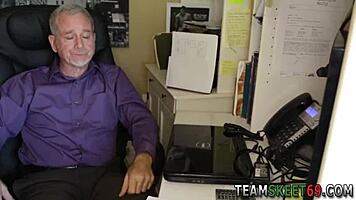 Babysitter Gets Jizz on Face from Old Perv in HD