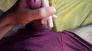 Skinny amateur jerks huge cock and moans dirty words