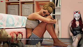 in episode 35, ms denvers plays the stepsister with big tits in fishnets