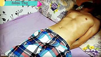 cheating wife ties up husband's best friend for dirty bedroom jerk-off vid