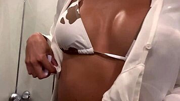 horny neighbor cornered me in the elevator over my tight bikini 😏