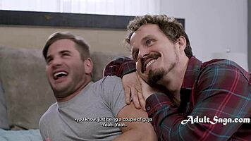 Virgin guys' first threesome with anal action!