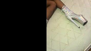 total silver and fishnet pantyhose on big ass