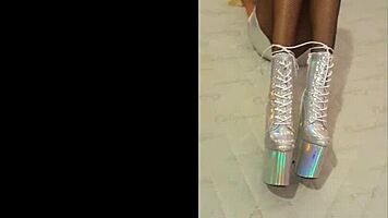 total silver and fishnet pantyhose on big ass