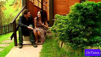Kattie and Kristof share a fun outdoor dorm moment.