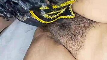 Licking Very Hot Desi Indian Bhabhi's Hairy Pussy With Moaning