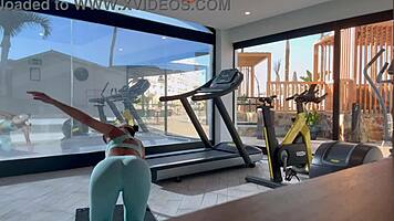 fit teen with bubble butt fucks her personal trainer after gym