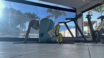 fit teen with bubble butt fucks her personal trainer after gym