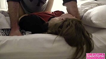 Submissive slut gets hardcore fucking with rough backhand face slaps in homemade video