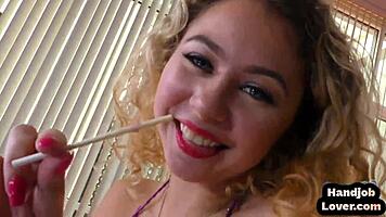 Pov petite 18+ hj loving teen talks dirty while wanking hard dick close-up