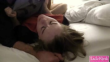 Submissive slut gets hardcore fucking with rough backhand face slaps in homemade video