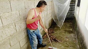 The beautiful perverted busty boss fucks her old employee deepthroat with huge cock and swollen pussy