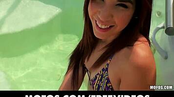 Sun Bathing Beauty Shifts Bikini for Outdoor View