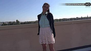 Justine tries her first anal with dildo in casting 😊