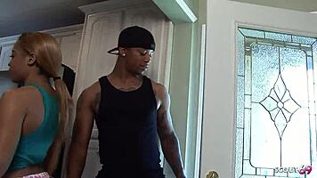 Black Ebony Step-Sister Seduces Step-Brother's Best Friend With Big Black Cock For Rough Home Alone Fuck