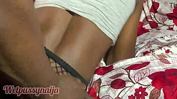 Blacked ebony teen moans in doggy as he cums twice on her ass.