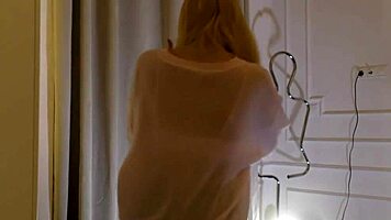 Blonde Petite Girl Interviews Girlfriend In Changing Room