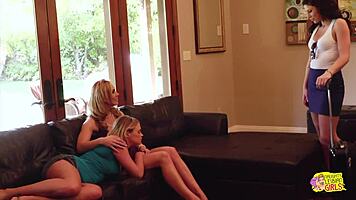 Can you believe these three lesbians licked each other on the sofa?