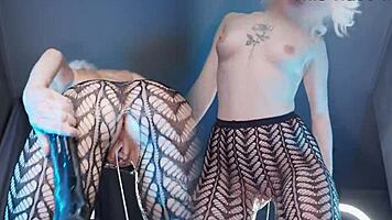 Petite Blonde Masters BBC Dildo with Fake Cum Creampie! Wow!