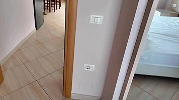 Wow, stepmom’s face when she sees her stepson’s huge dick in the kitchen!