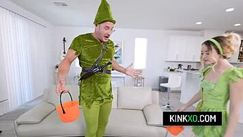 Hot blonde stepdaughter Maria Kazi trying different Halloween costumes