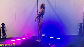 Erotic strip show leads to euphoria and squirting orgasm for blonde