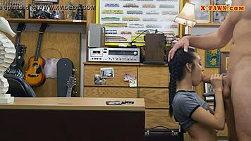 Slim teen gets drilled by pawnshop owner in intriguing pov encounter