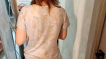 A young 18+ student had sex with a courier while her parents were away and got cum on her face.