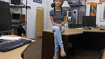 Slim teen gets drilled by pawnshop owner in intriguing pov encounter