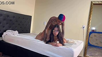 After the beach, intimate moment in the bathroom with Lunna Geek, feeling the warmth.