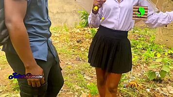 Lagos schoolgirl rides big black cock in cowgirl, gets creampie and anal.