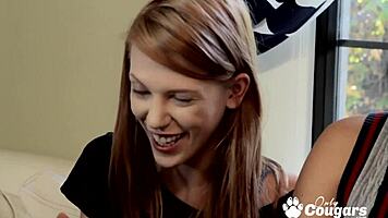 missy martinez casually sticks her tongue into pepper kester's fire crotch, licking away.