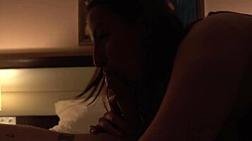 This elite slut with big tits gives passionate blowjob to virgin boyfriend and fucks him hard after club 😏