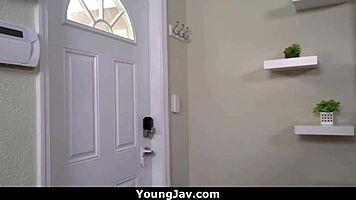 Young teen enjoys solo fun with remote vibrator