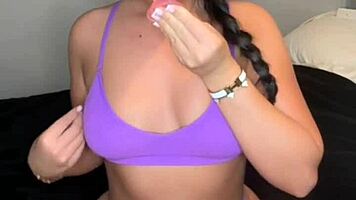 slutty british horny girlfriend uses dildo in pov experience