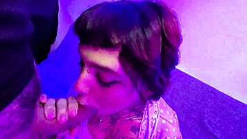 Cute Alt Teen Feels Lucky Guy's Passion, Mouth Filled With Cum