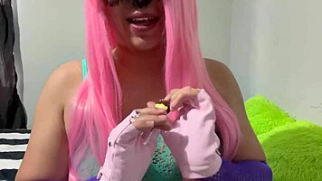 Hit by intense orgasm while licking a icy bar